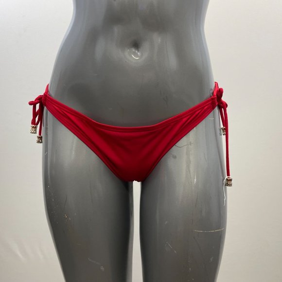 Aqua by La Vie en Rose Women's Red Bathing Suit Bottoms Side Tie Size Medium - Picture 1 of 5